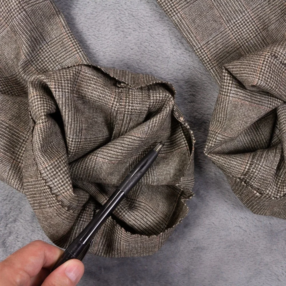 Brooks Brothers Mens 44x31 Wool Cashmere Glen Plaid Dress Pants Brown